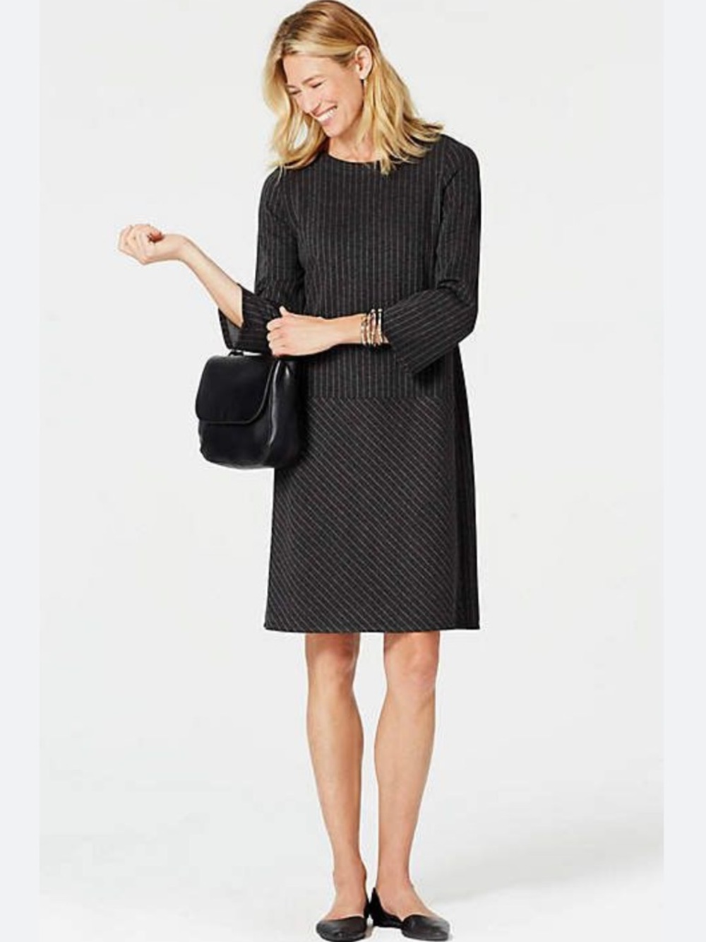 J. Jill Ponte Knit Pinstripe Shift Dress Tall
